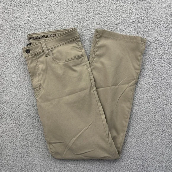 Prana Brion Slim Fit Pants Taupe Nylon Outdoor Hiking Performance Men 35 x 29.5