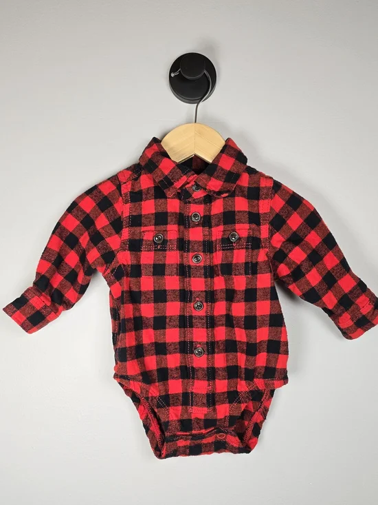 OshKosh B'gosh Red and Black Buffalo Plaid One-Piece Bodysuit