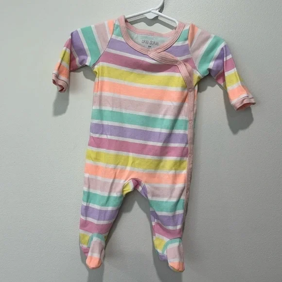 Striped footie onesie