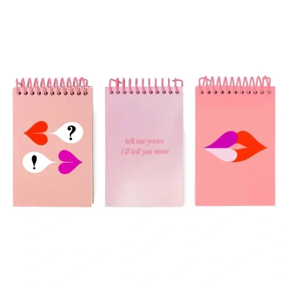 KATE SPADE NEW YORK PINK HEART AND LIPS MINI SPIRAL NOTEPADS