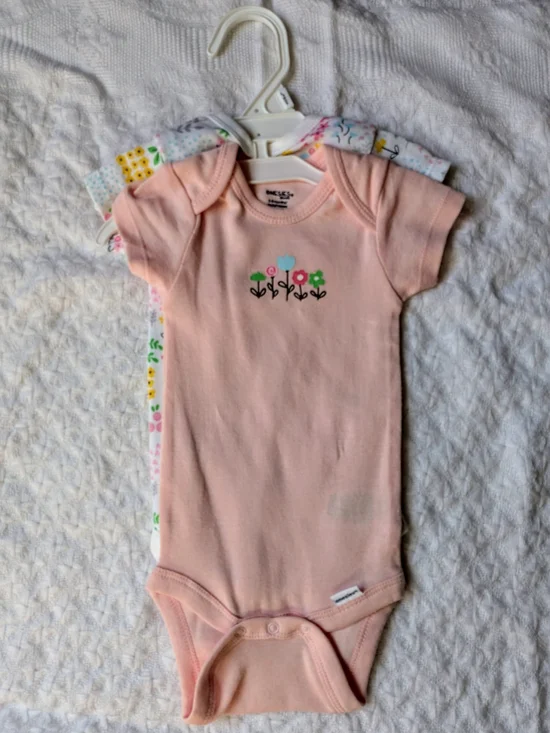 2 Piece Baby Girls' Pink And Floral Onesies
