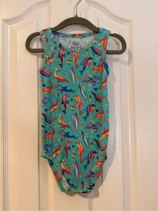 Posh Peanut Teal Dancing Dolphin Print One-Piece