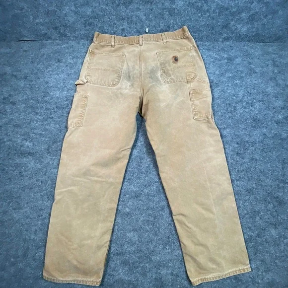 Carhartt B11 BRN Mens Brown Duck Canvas Carpenter Pants 38x32 Distressed USA