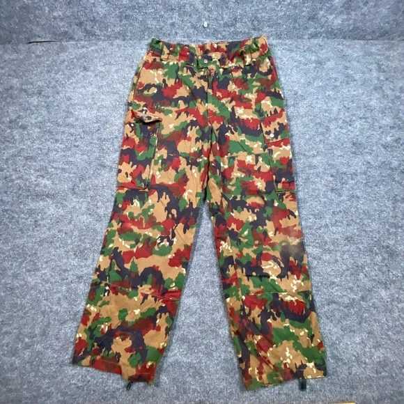 Swiss Military Alpenflage M70 Camo Cargo Field Pants Mens 30x30 Taz 83 Red Camo