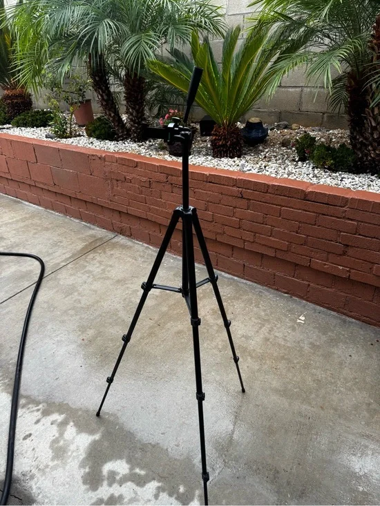 Black Camera Tripod with Bluetooth Control - Adjustable Lightweight Stand