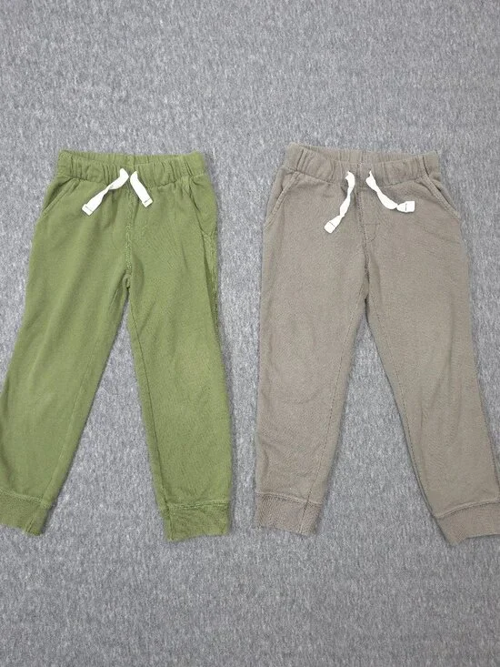 Carter's Kids 4/5 Jogger Pants 2 Pair Bundle Green Gray Cotton