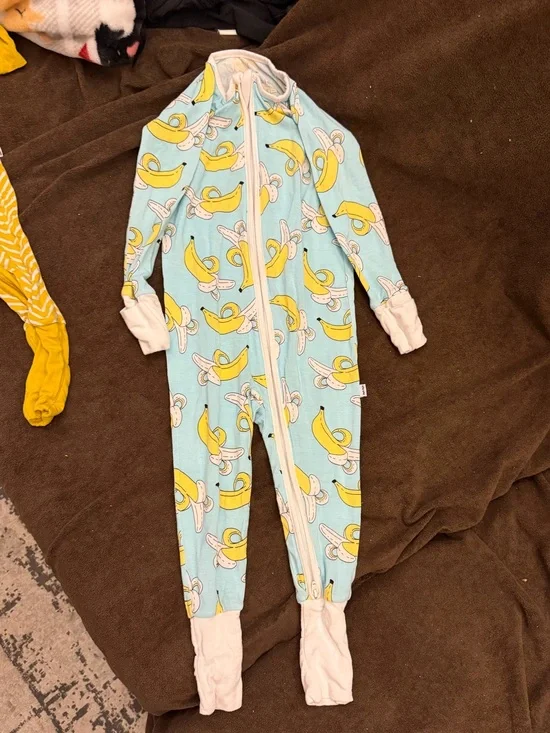 Little Sleepies Light Blue Banana Print One-Piece Footie