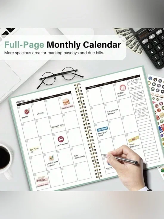 A5 Monthly Budget Planner Notebook | 14-Month Financial Budget Ledger | Mint