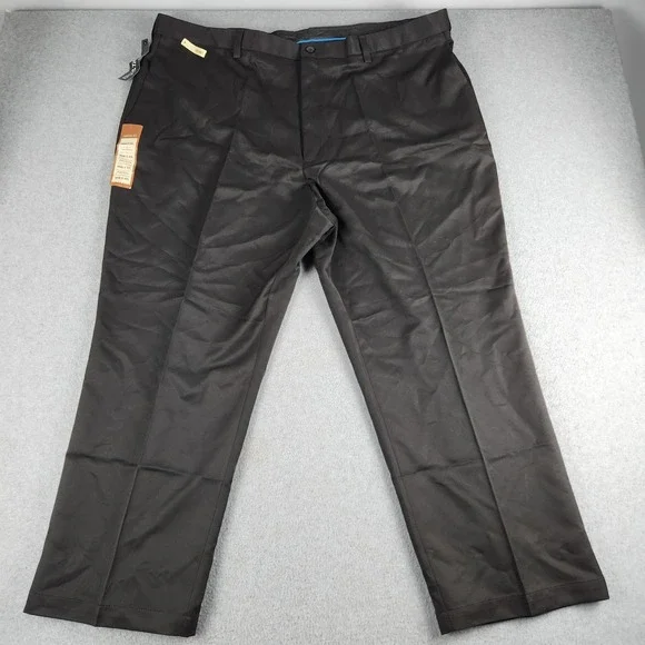 Haggar Dress Pants Mens 46x30 Black Cool 18 Performance Classic Comfort Waist
