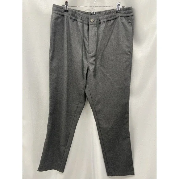 J.Crew Men's Charcoal Gray Elastic Drawstring Waist Wool Pants Size 34 X 30.5