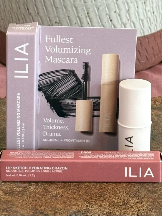 ILIA Mini Volume Mascara, Lip Sketch Hydrating Crayon and Multi-Stick Trio