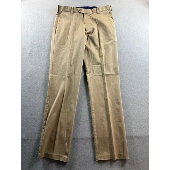 Roundtree & Yorke Chino Pants Men 36x28 (Fit 34x33) Tan Core Comfort TravelSmart