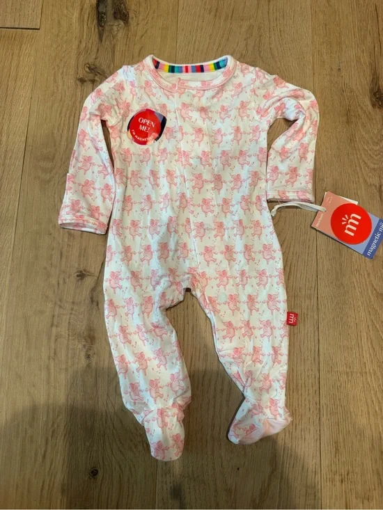 Magnetic Me Soft Pink Unicorn Print Footed One-Piece