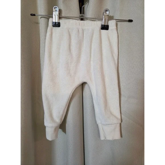 Carters Baby 6M Terry Cloth Duck Face Jogger Pants Off White Cream
