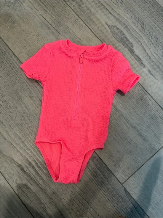 Old Navy Neon Pink Short Sleeve One-Piece with Front Zipper