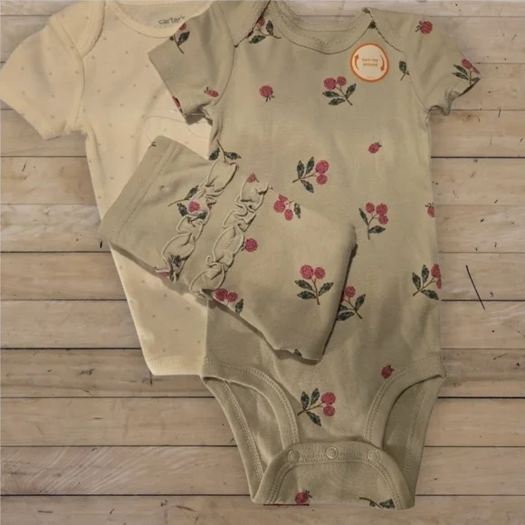 Carter's Green/Pink/White 3 Piece Outfit Set-9mos NWT
