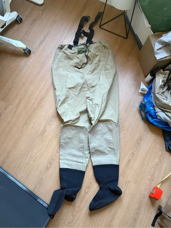 Orvis Tan and Black Chest Waders with Built-In Sock Boots