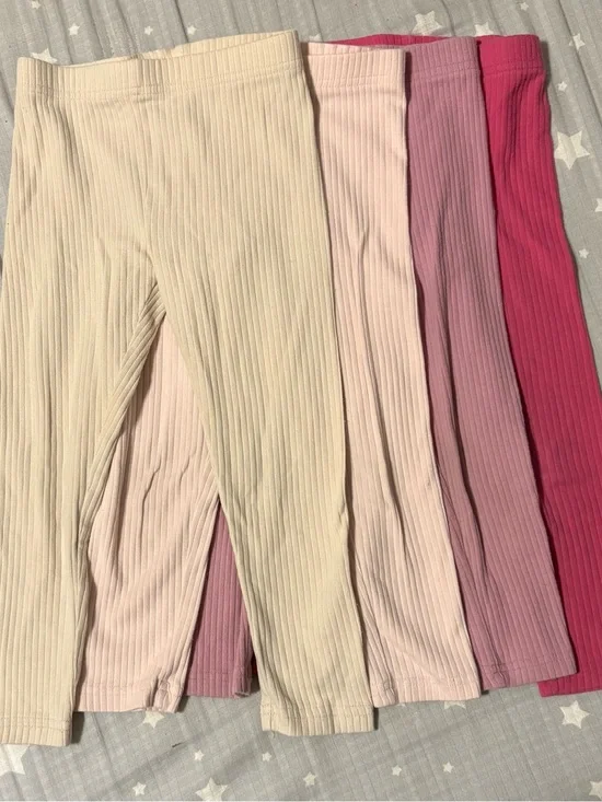 Carters Ribbed Leggings 98% cotton 4 Pack - Cream, Light Pink, Mauve, Pink 4T