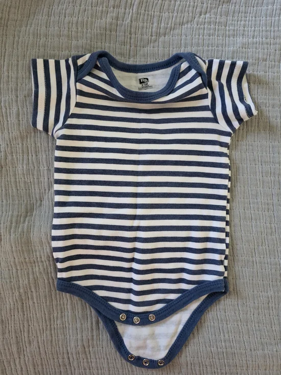Navy and White Striped Baby One-Piece