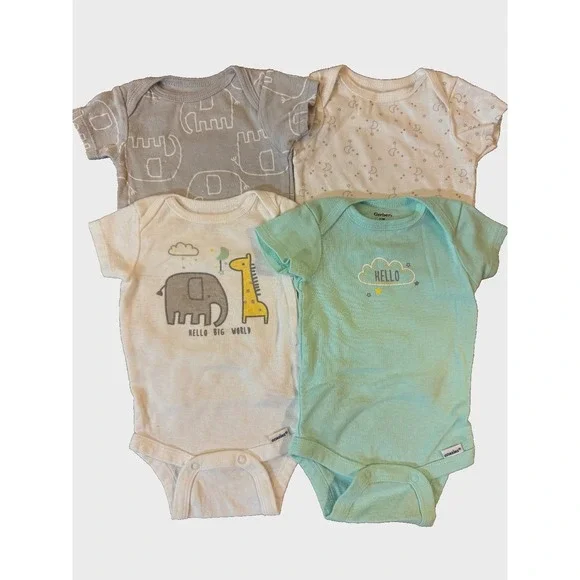 Gerber Baby Boy Onesies Tee Shirts 0/3 Months‎ Bodysuits Elephant Short Sleeved