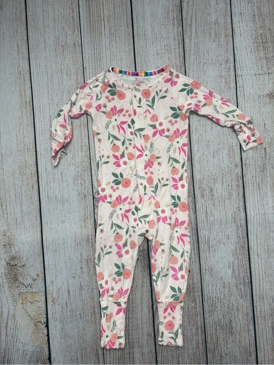Magnetic Me Floral Long-Sleeve One-Piece Pajamas - Pink Floral