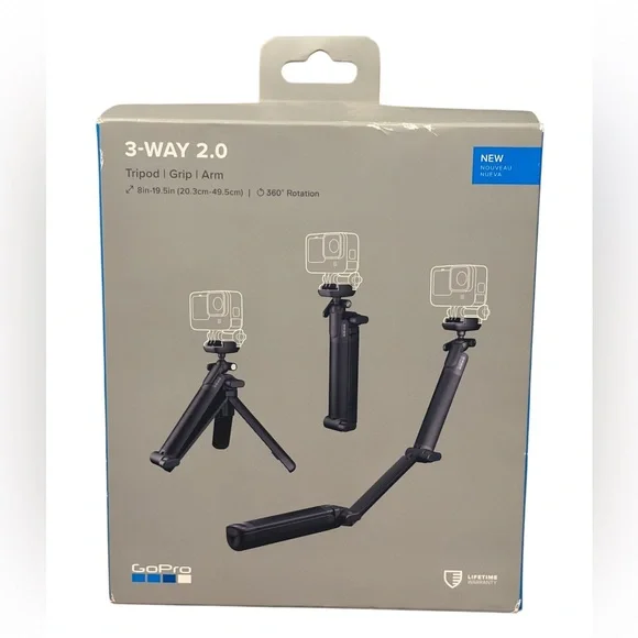 GoPro 3-Way 2.0 Tripod | Grip | Arm – 3-in-1 Mount with 360° Rotation