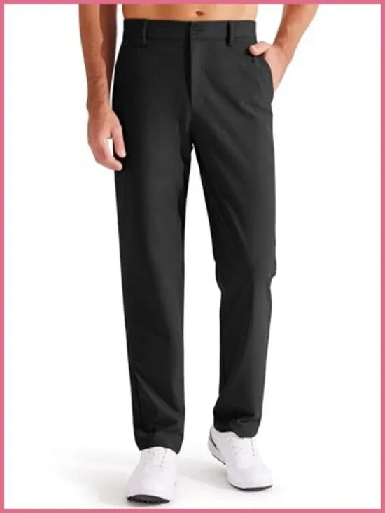 Mens Golf Pants Stretch Dress Pants Business Casual Work Flat Front Straight
