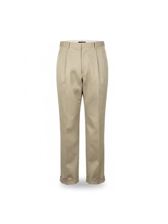 Dockers Mens Khaki Pleated Relaxed Fit Never Iron Chinos Pants Size 33x32