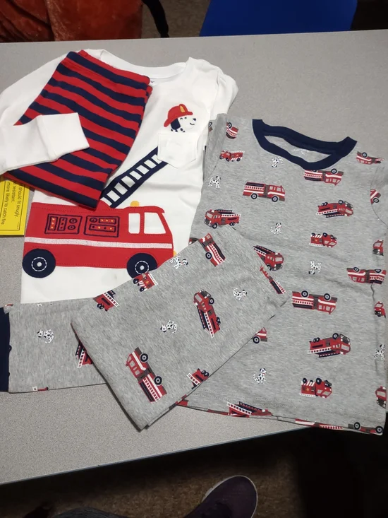 Carter's Gray & Red Fire Truck Pajama Set