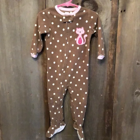 Carter’s Brown Zip-Up Fleece Sleep and Play Footed Pajamas Size 18 months