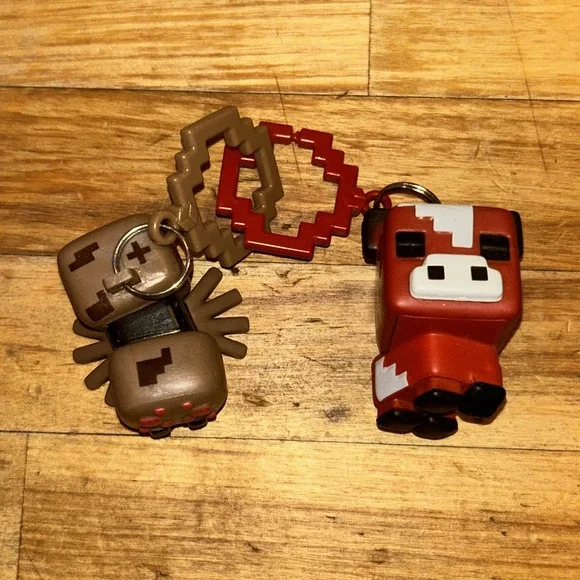 Minecraft Backpack Cow & Spider Clip Figures‎ Series 2 D3