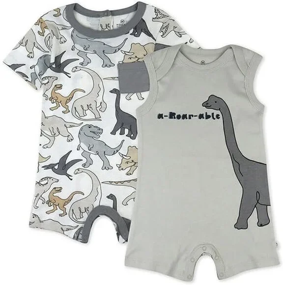 New 2-Pack HonestBaby Boys 12 Months Short Sleeve Tank Organic Cotton Rompers