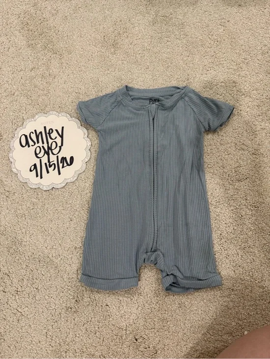 Little Sleepies Dusty Blue Ribbed Short Sleeve One-Piece