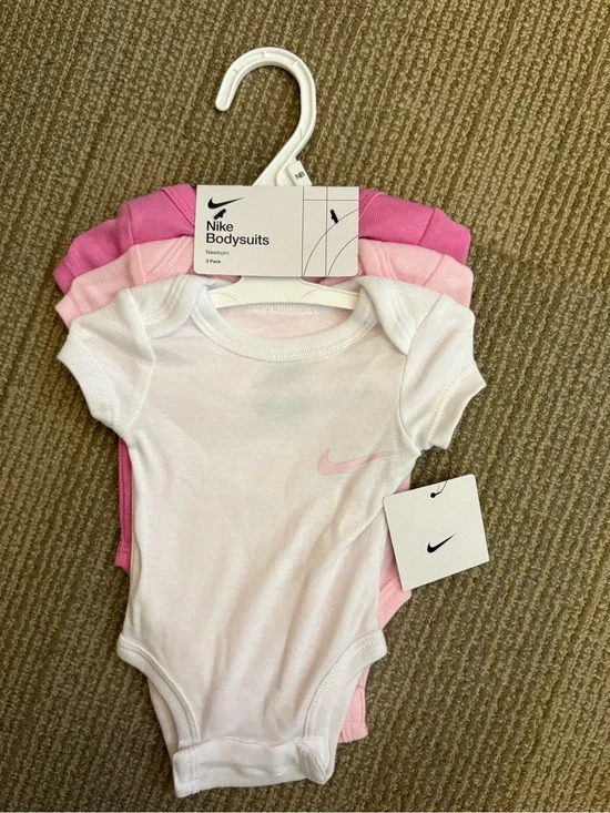 Nike Baby One-Piece Bodysuit Set - White, Light Pink & Hot Pink