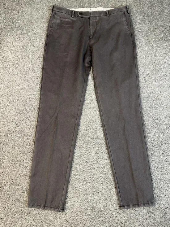 Canali Pants Mens 52 Brown Wool Chino Slim Fit Cotton Travel Easy Care Pockets