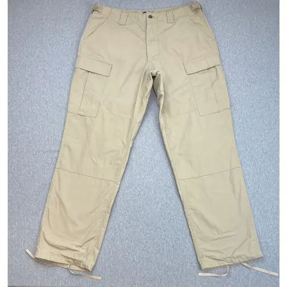 CQR‎ Pants Mens Medium Khaki Cotton Blend Ripstop Duratex Tactical Cargo