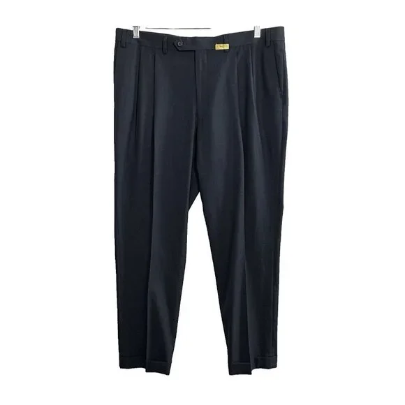 RALPH LAUREN‎ Men Dress Pants Sz 38x32 Blue Pleated Cuff Hem Professional 28-4