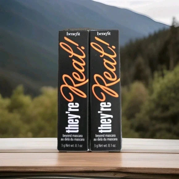 x2 NIB Benefit Cosmetics They're Real! Beyond Mascara Travel JET‎ BLACK 0.1oz