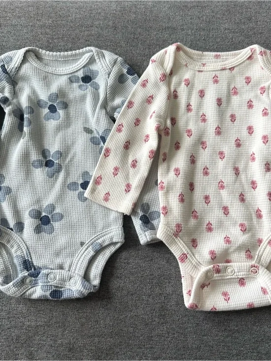 Carters Kids Long-Sleeve One-Piece Bodysuits in Blue & Pink