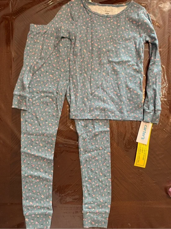 Carter's girls NWT Cotton Blue Floral Kids Pajama Set Sz 6/6A