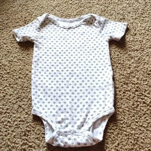 Carter's Girl Size 18 mo Gray Onesie Yellow honey bee print snap crotch bow neck