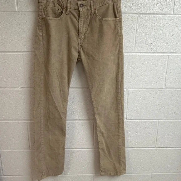 Levis Mens 513 Slim Straight Corduroy Pants 31 Tan Khaki White Tab Casual Preppy