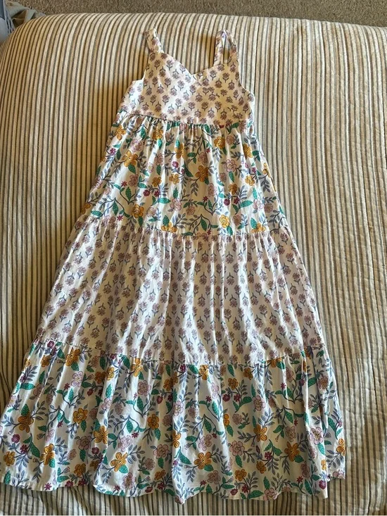 Carter's White Floral Tiered Maxi Dress with Yellow & Green Accents
