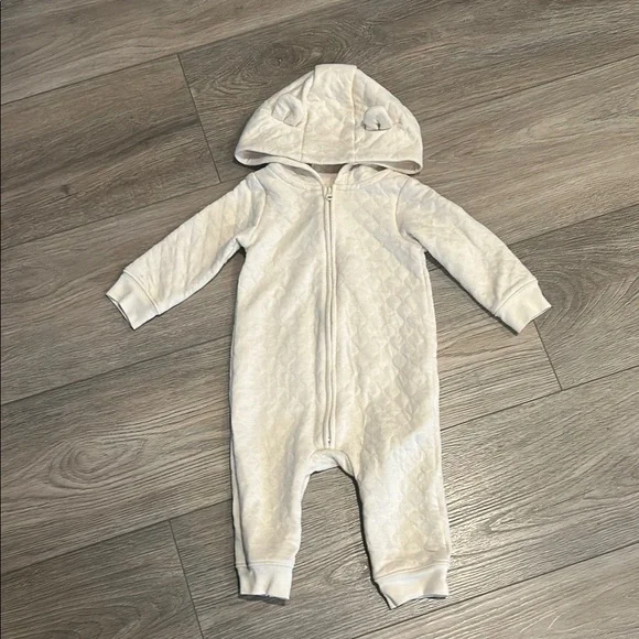 Carter's White Footies One Piece‎ with Hooded Design