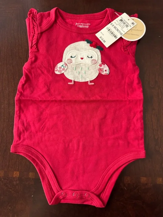Red Baby Bodysuit with Bird Design