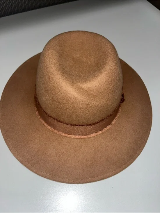 Cost Plus World Market Tan Wide-Brim Felt Fedora