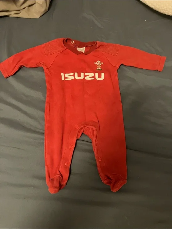 Wales Rugby Baby Footed Onesie