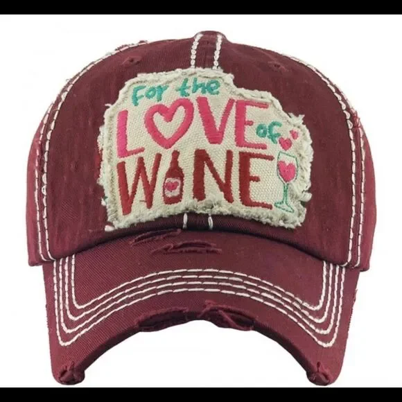Love Wine distressed baseball hat NWT