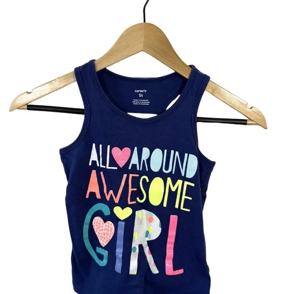 Carter’s 5T Girls Tank Top All Around Awesome Girl Graphic