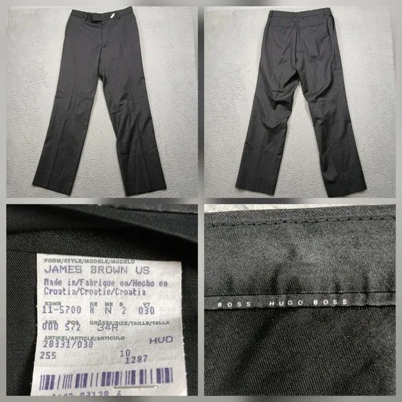 Hugo‎ Boss Dress Pants Men's 32x30 Black James Brown US Wool Blend
